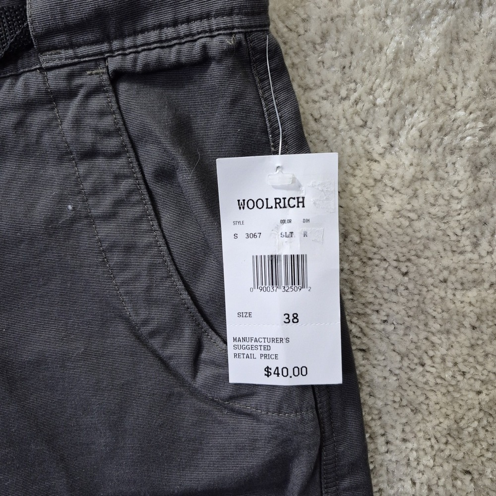 Woolrich Mens Little Fork Shorts Actual 37 Gray Belted Cotton Outdoor Pockets - Picture 3 of 13